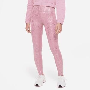 Nike Dri-FIT One Big Kids' (Girls') Leggings Pink Gold Stars XS (6-7)